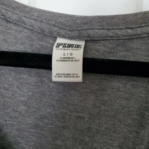 3for$25 Victoria secret PINK grey sweater sweatshirt v-neck top long sleeve - Picture 3 of 5